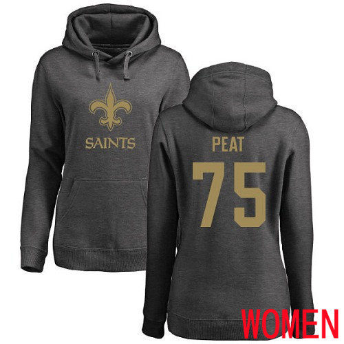 New Orleans Saints Ash Women Andrus Peat One Color NFL Football 75 Pullover Hoodie Sweatshirts